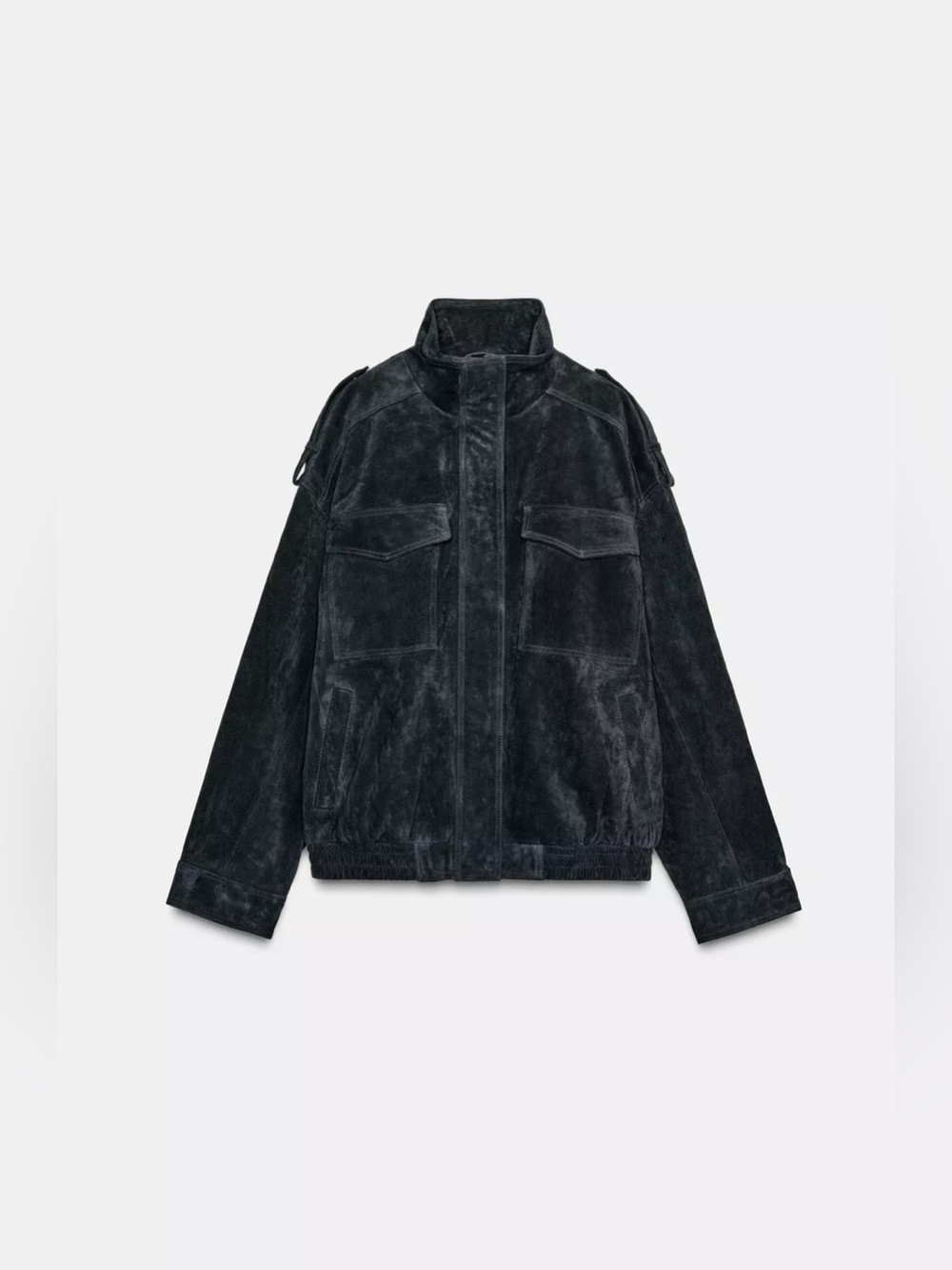 100% Suede oversized jacket in navy - Picture 2 of 6